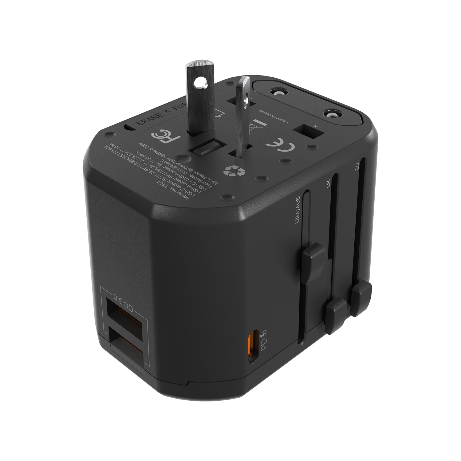 Fantech Universal Travel Adapter 3 Port (PD+QC) 20W - TAC1 - Fantech Indonesia