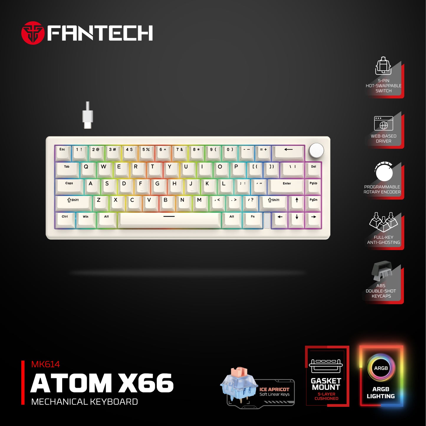 FANTECH ATOM X 66 MK614 MECHANICAL KEYBOARD