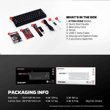 FANTECH MK811 ATOM HE68 MAGNETIC SWITCH KEYBOARD SUPPORTS WIRED 8K POLLING RATE