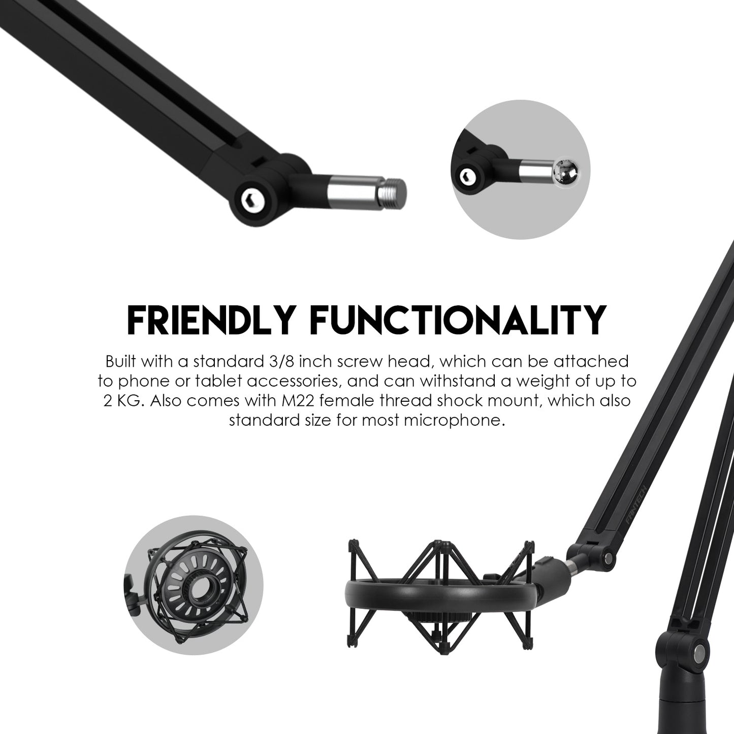 Stand Mic Meja Boom Arm Adjustable AC902S for LEVIOSA MCX01 02