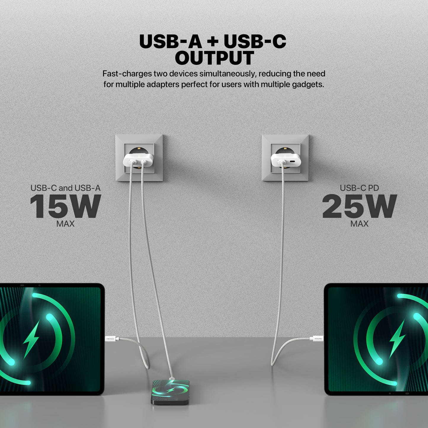 Fantech PowerPLUS PPS251 25W 2-Ports GaN Charger (PD+QC)