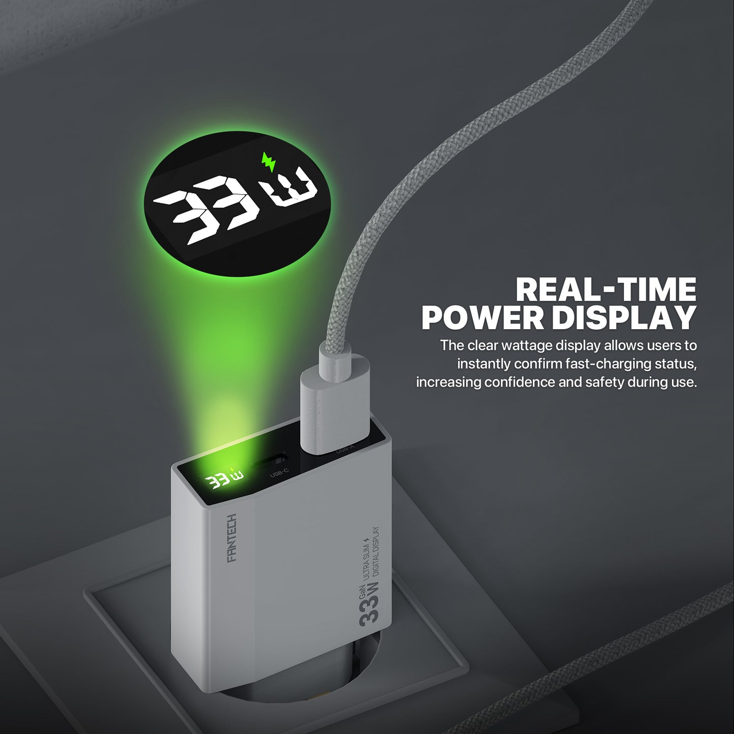 Fantech PowerPLUS PPS331 33W 2-Ports GaN Charger (PD+QC)