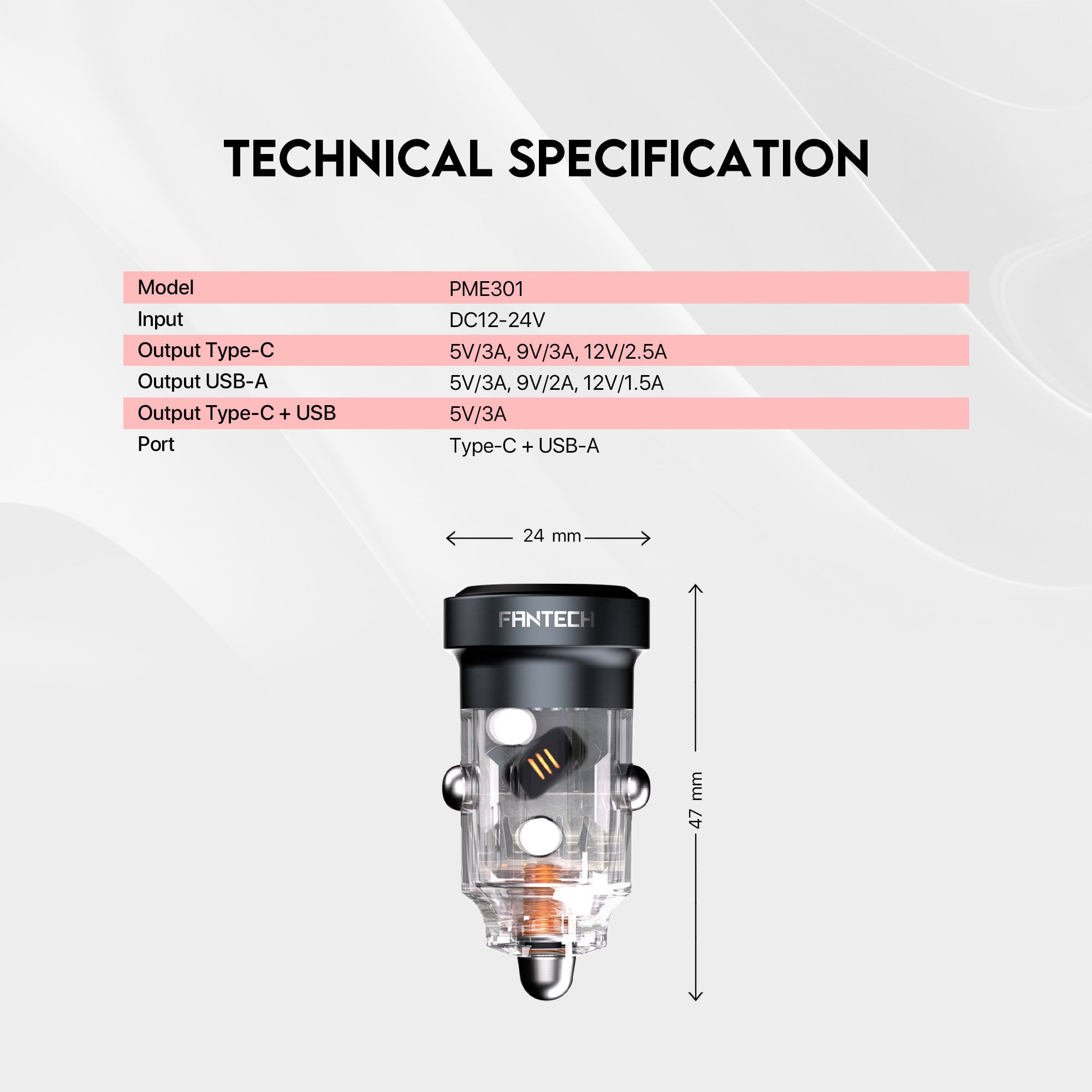 Fantech Smart Life Charger Mobil 2 Port (PD + Quick Charge) - PME301 - Fantech Indonesia