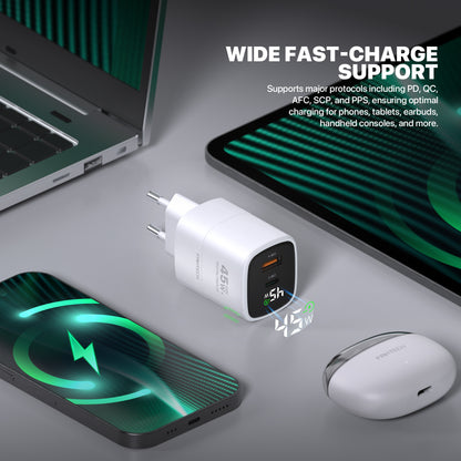 Fantech PowerPLUS PPS451 45W 2-Ports GaN Charger (PD+QC)