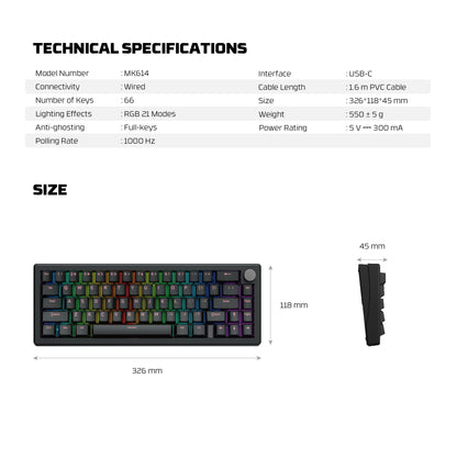 FANTECH ATOM X 66 MK614 MECHANICAL KEYBOARD