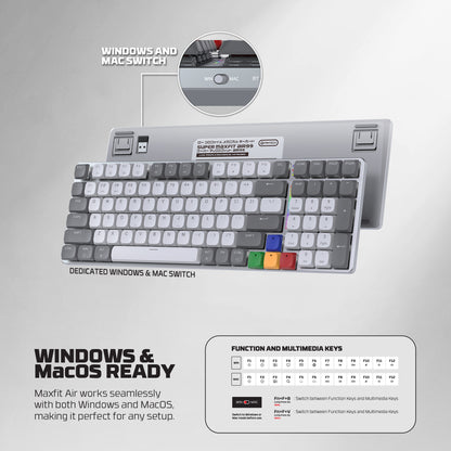 Fantech SUPER MAXFIT AIR Tri Connections Wireless Bluetooth Low Profile Keyboard Mechanical Gaming