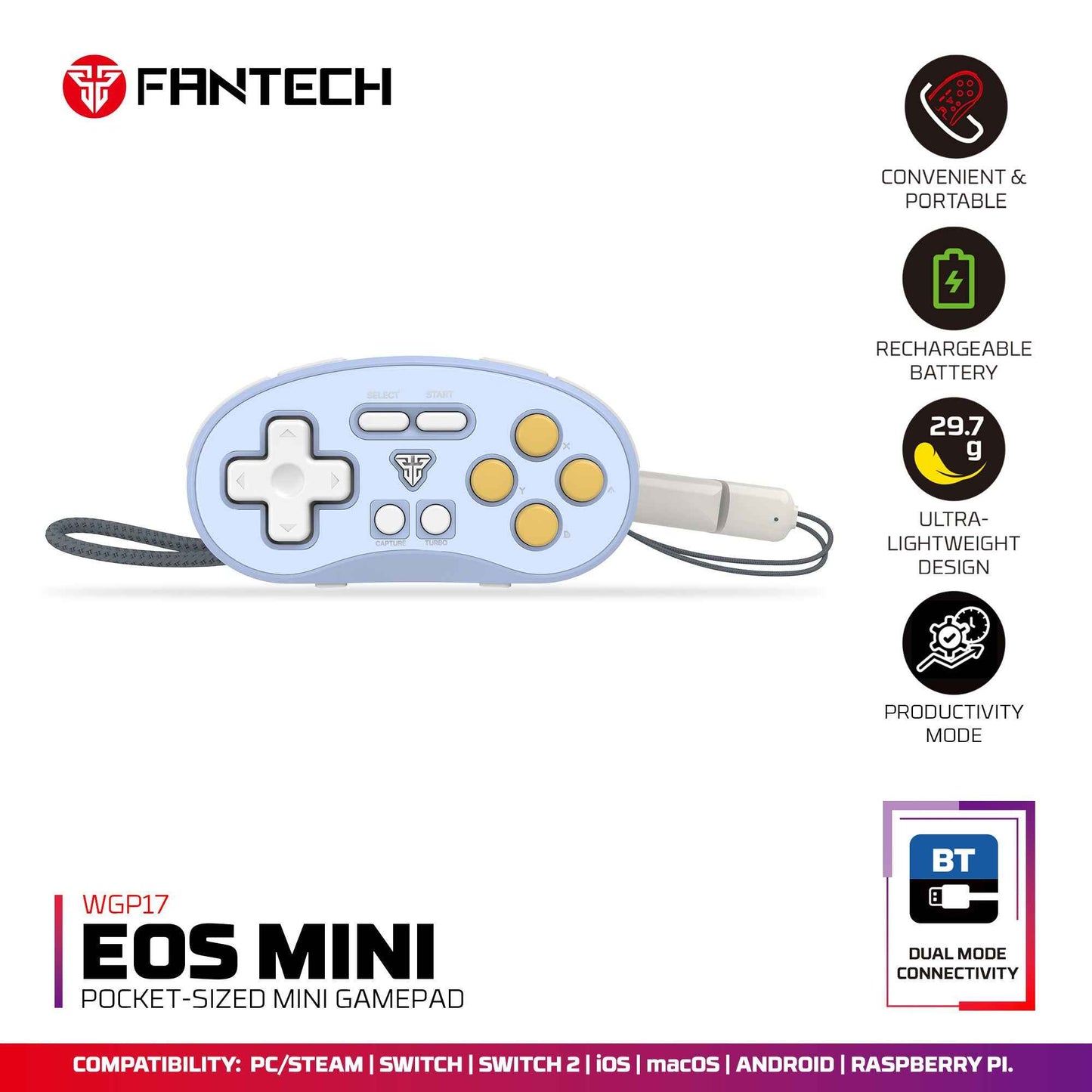 FANTECH POCKET SIZE MINI GAMEPAD WIRELESS EOS MINI WGP17