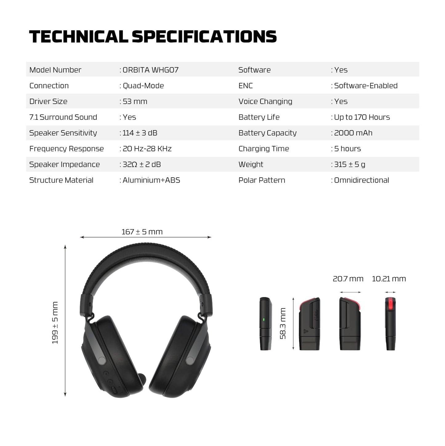 Fantech Orbita WHG07 Wireless Gaming Headset Quad Mode 7.1 Surround