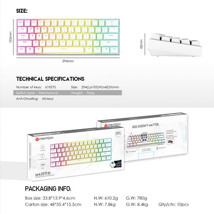 Keyboard Gaming 60% MAXFIT61 MK857 60% Keyboard Gaming Mechanical