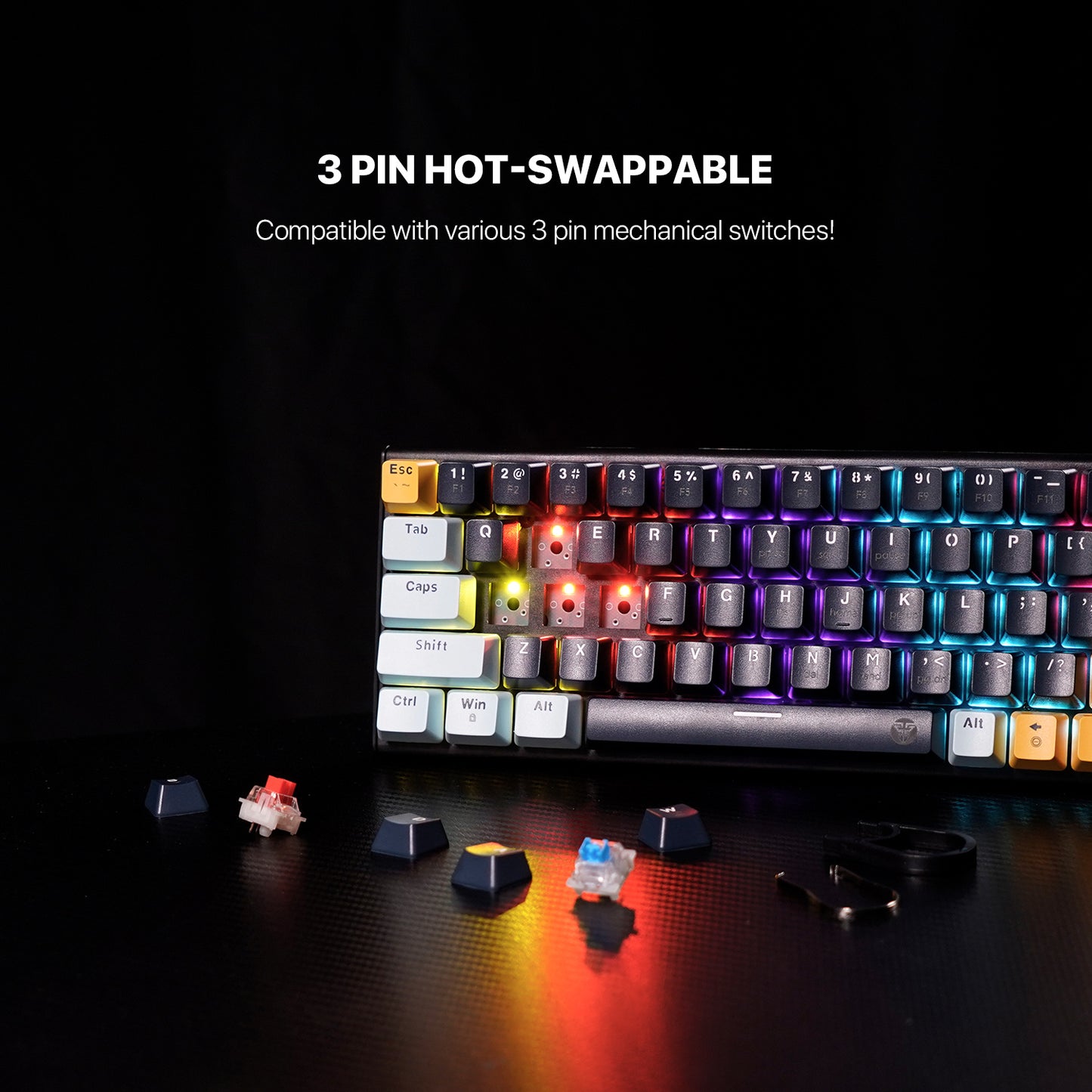 Fantech ATOM MIZU SERIES Keyboard Mechanical Gaming ATOM 63 81 96 Hotswappable 3 Pin