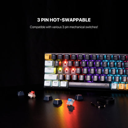Fantech ATOM MIZU SERIES Keyboard Mechanical Gaming ATOM 63 81 96 Hotswappable 3 Pin