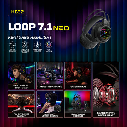 FANTECH LOOP 7.1 NEO HG32 GAMING HEADSET BLACK