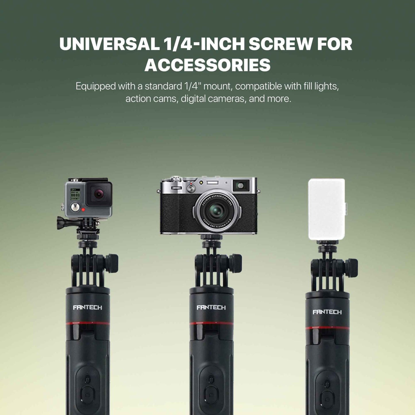 Fantech SS175 Selfie Stick Live Tripod Bluetooth Selfie 1.75m Stainless Steel Fill Light Rotatable 360° For Phones SS175