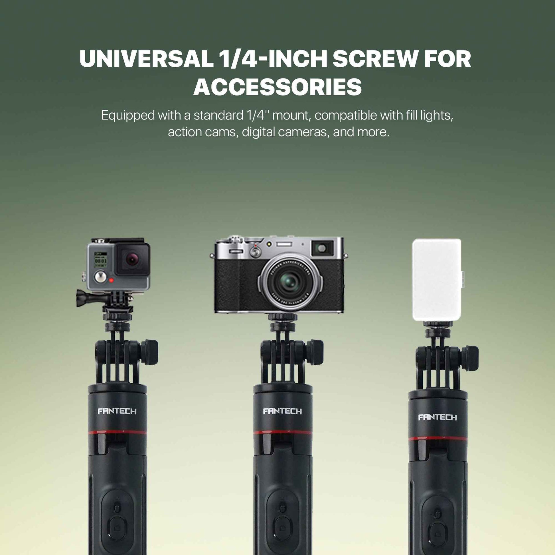 Fantech SS175 Selfie Stick Live Tripod Bluetooth Selfie 1.75m Stainless Steel Fill Light Rotatable 360° For Phones SS175