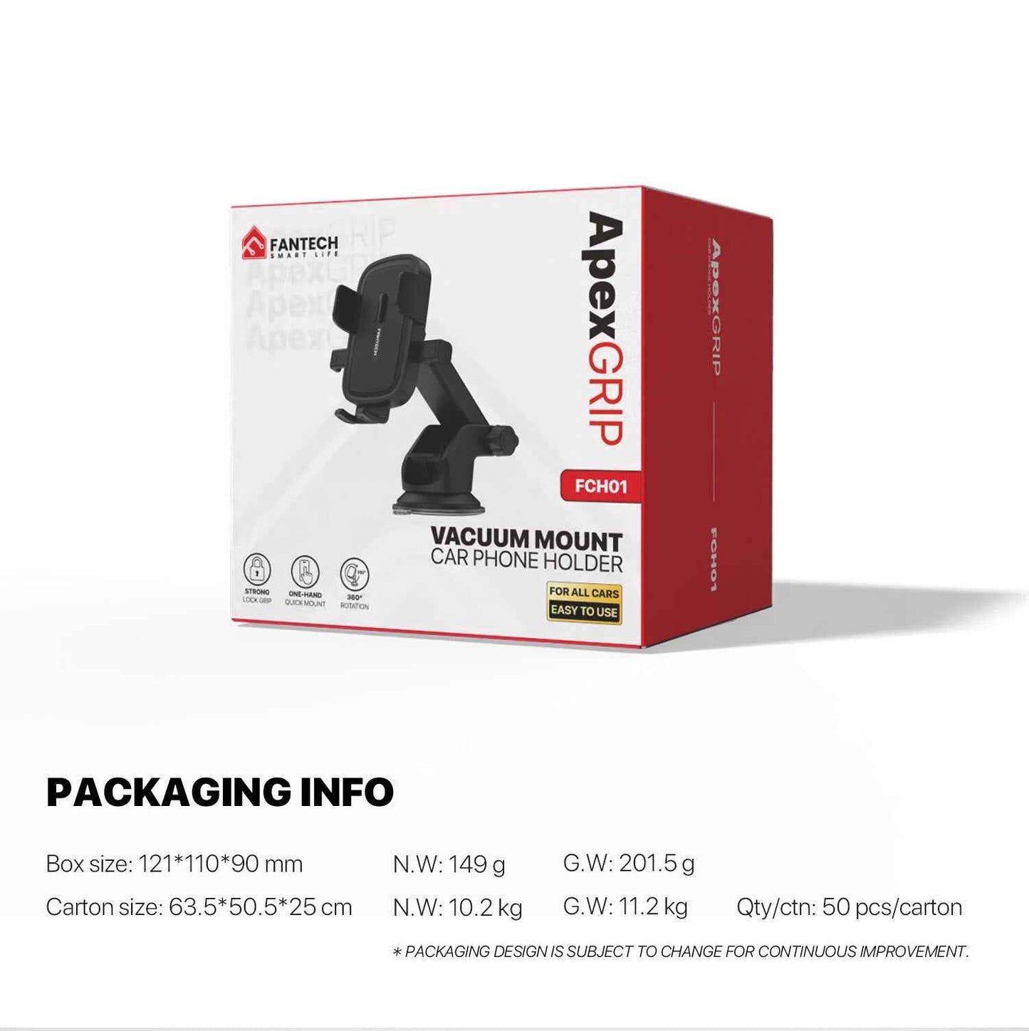 Fantech Car Phone Holder FCH01 Dudukan Hp Di Dashboard dan Kaca Mobil dengan Rotasi 360° Compatibility for All Smartphones Compatibility 60-88mm Smartphone