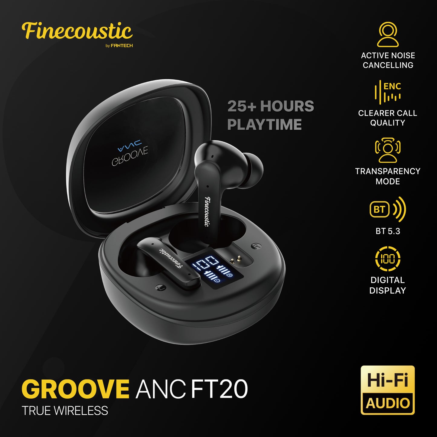 FINECOUSTIC GROOVE FT20 TRUE WIRELESS BLACK