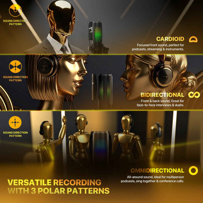 Fantech UFM1 USB Condenser Microphone Stand Cardioid, Bidirectional dan Omnidirectional dengan Inovasi Peredam Kebisingan