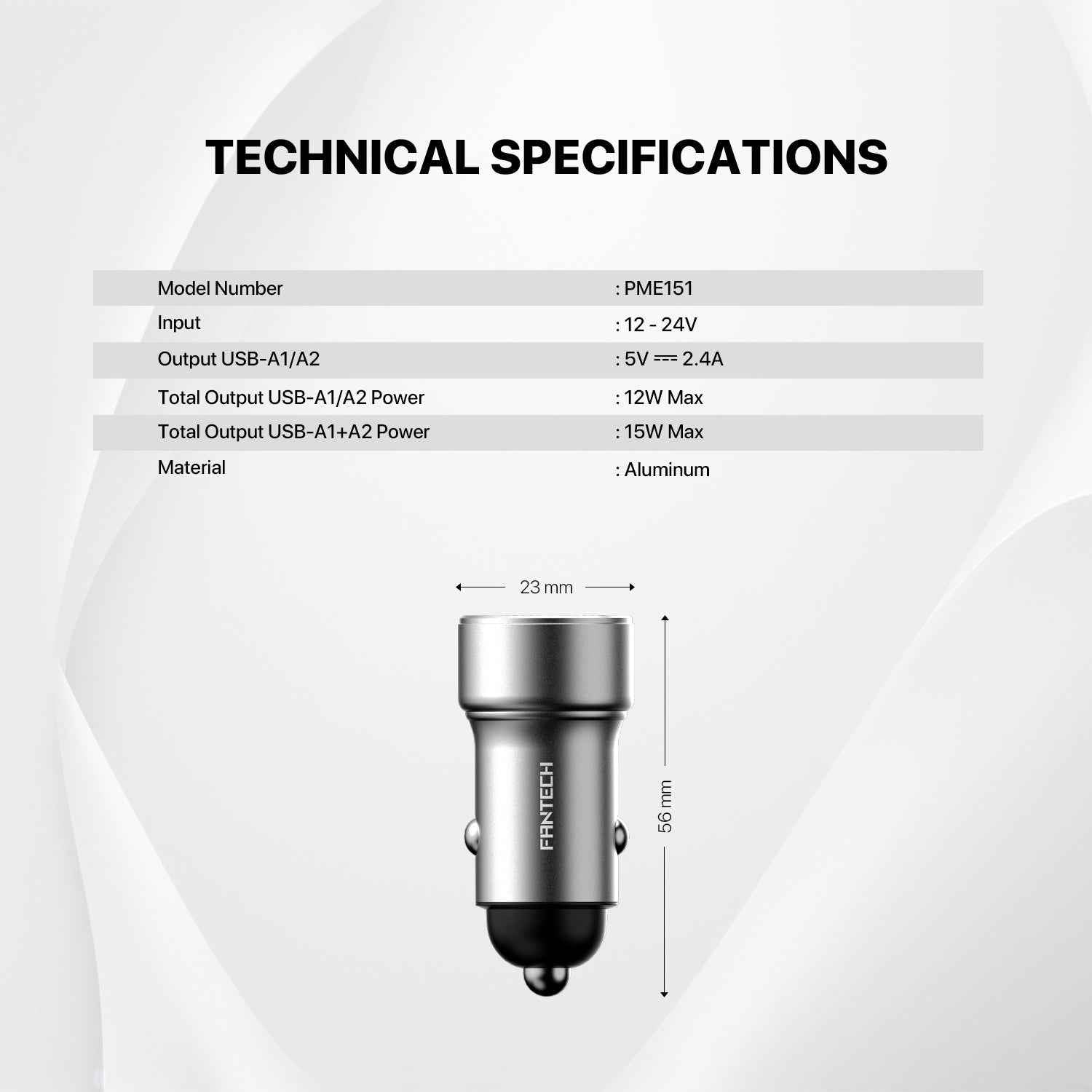 Fantech Life Car Charger Fast Charging Powermove 15W 2 Port PME151