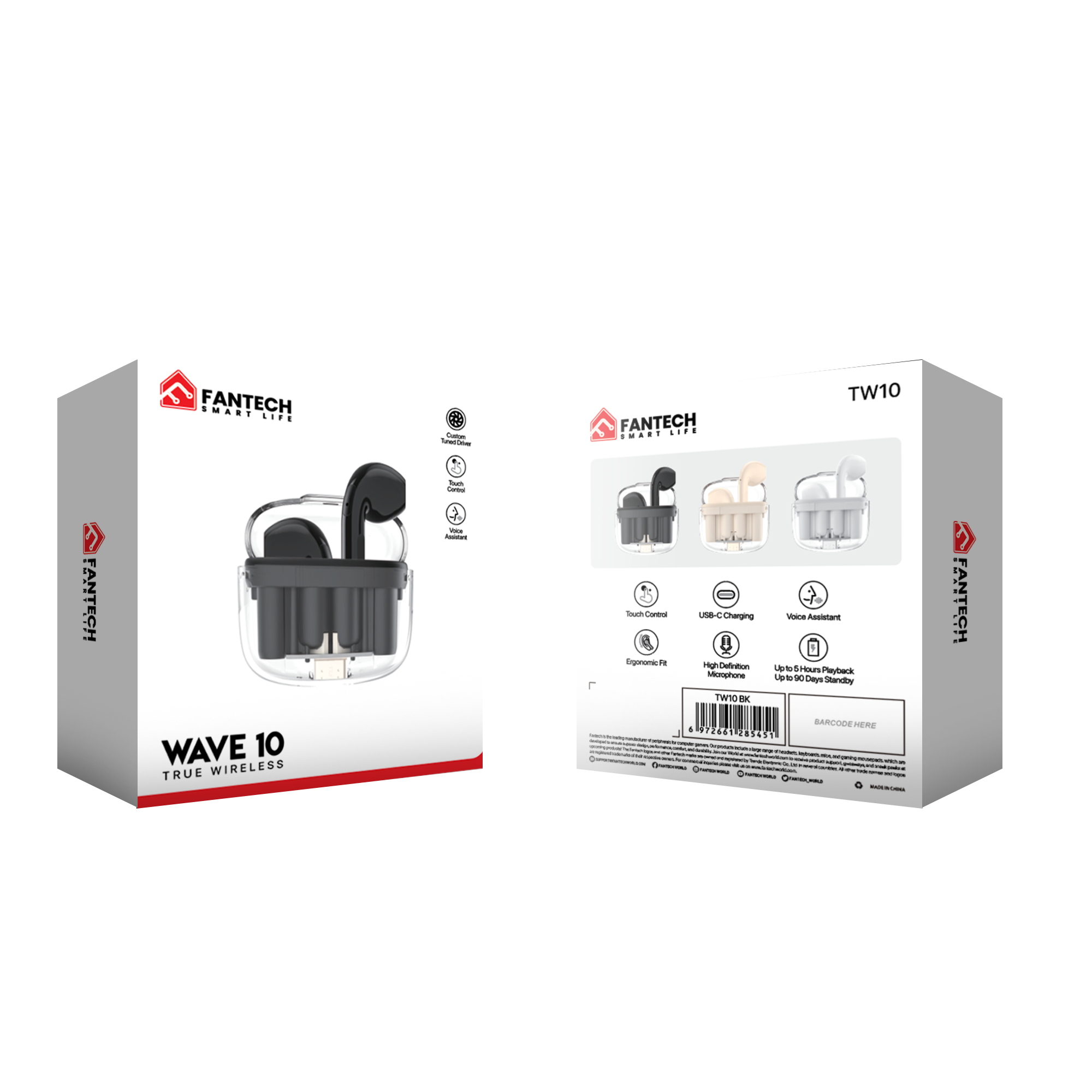 Fantech TWS Bluetooth Wireless Wave 10 TW10 Built-in Microphone - Fantech Indonesia