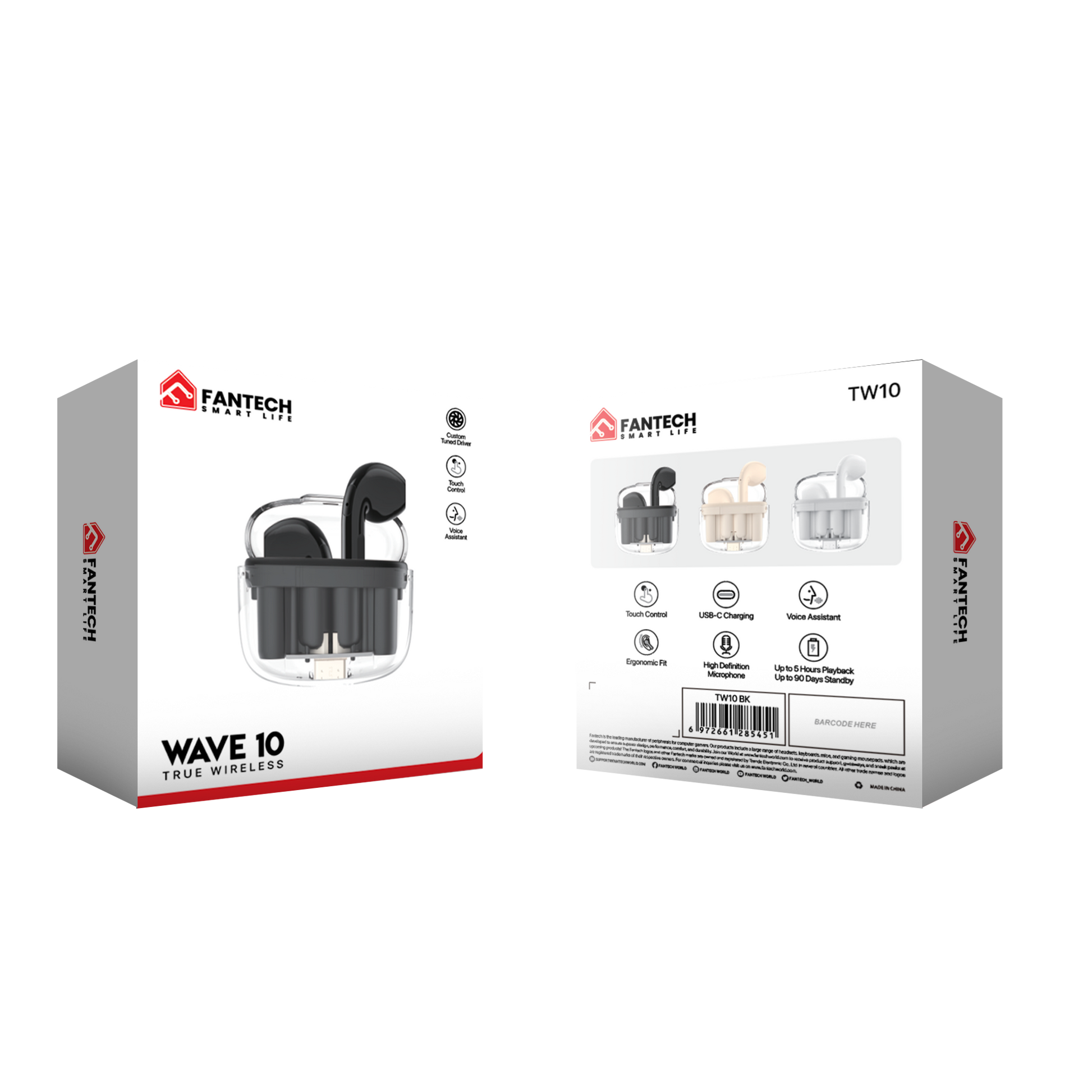 Fantech TWS Bluetooth Wireless Wave 10 TW10 Built-in Microphone - Fantech Indonesia