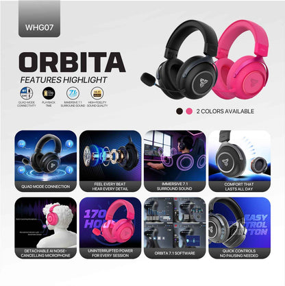 Fantech Orbita WHG07 Wireless Gaming Headset Quad Mode 7.1 Surround