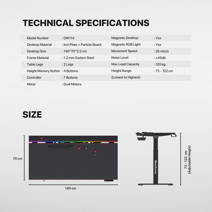 Fantech Dublin DW114 Electric Adjustable Desk Black