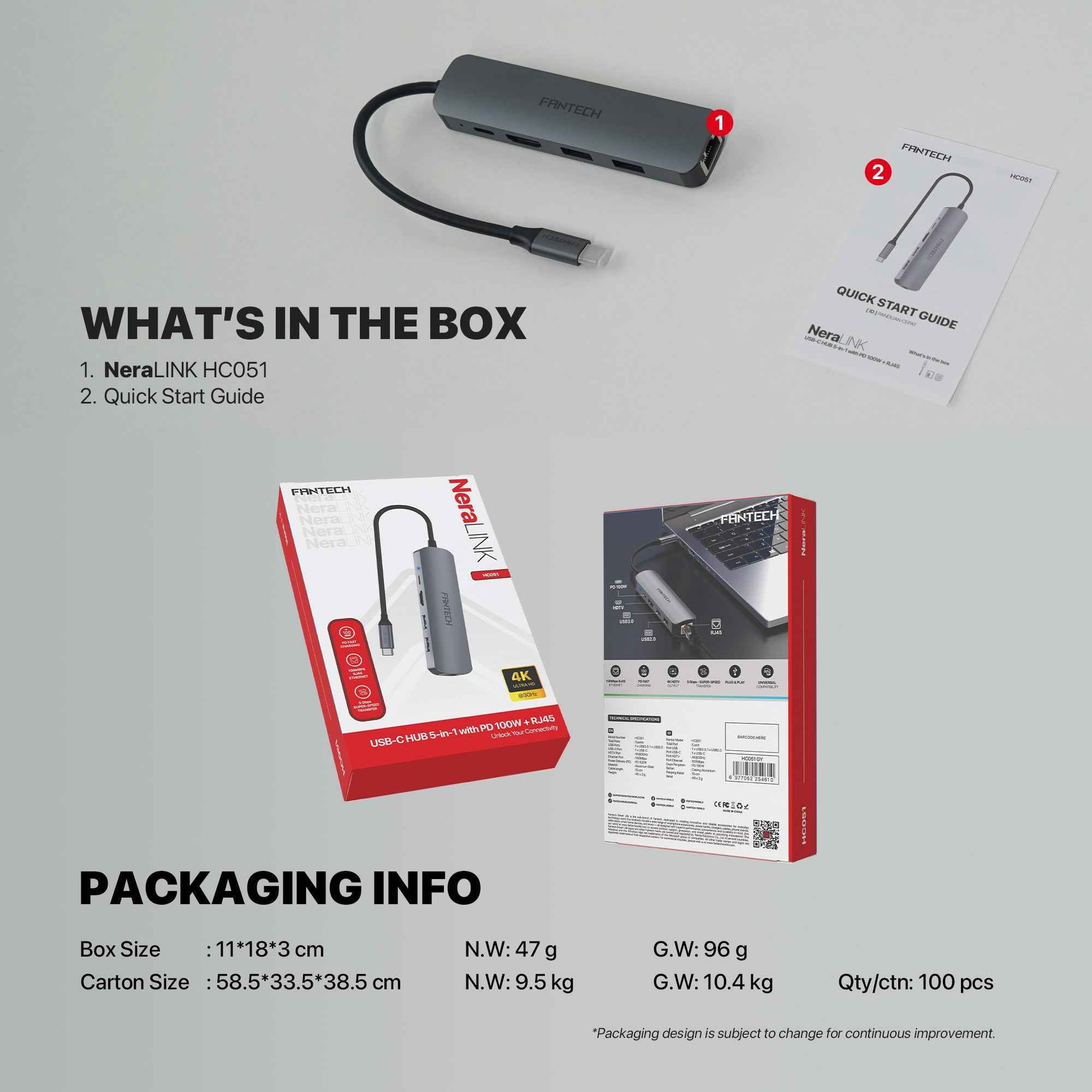 FANTECH HC051 Converter USB Hub Type C 5 in 1