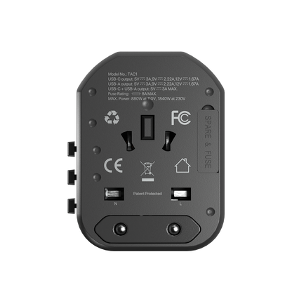 Fantech Universal Travel Adapter 3 Port (PD+QC) 20W - TAC1 - Fantech Indonesia