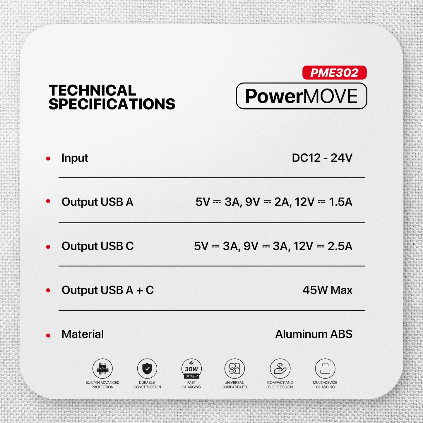 Fantech Powermove PME302 USB A + Type C 30W Super Fast Charging