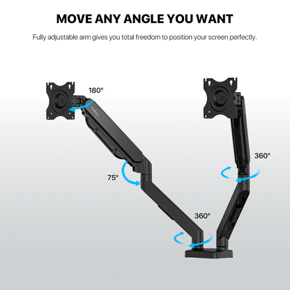WORK STATION PRO MOUNT DUAL ARM MBD1 MONITOR BRACKET BLACK