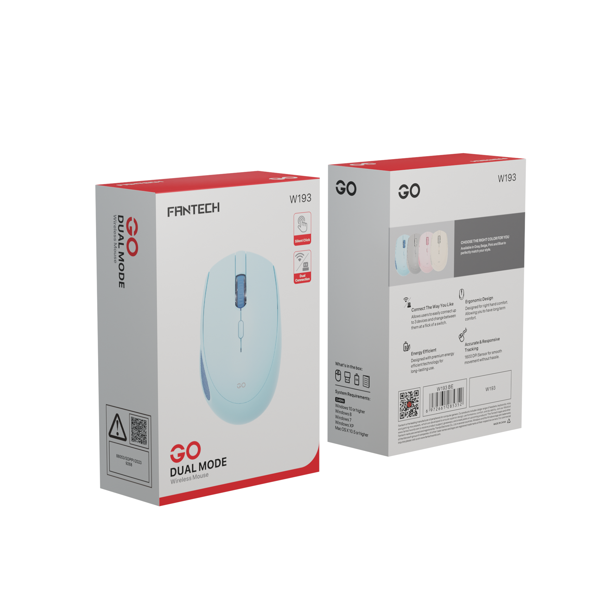 Mouse Wireless Office FANTECH GO Silent Click 2.4Ghz 1600DPI - W193 - Fantech Indonesia