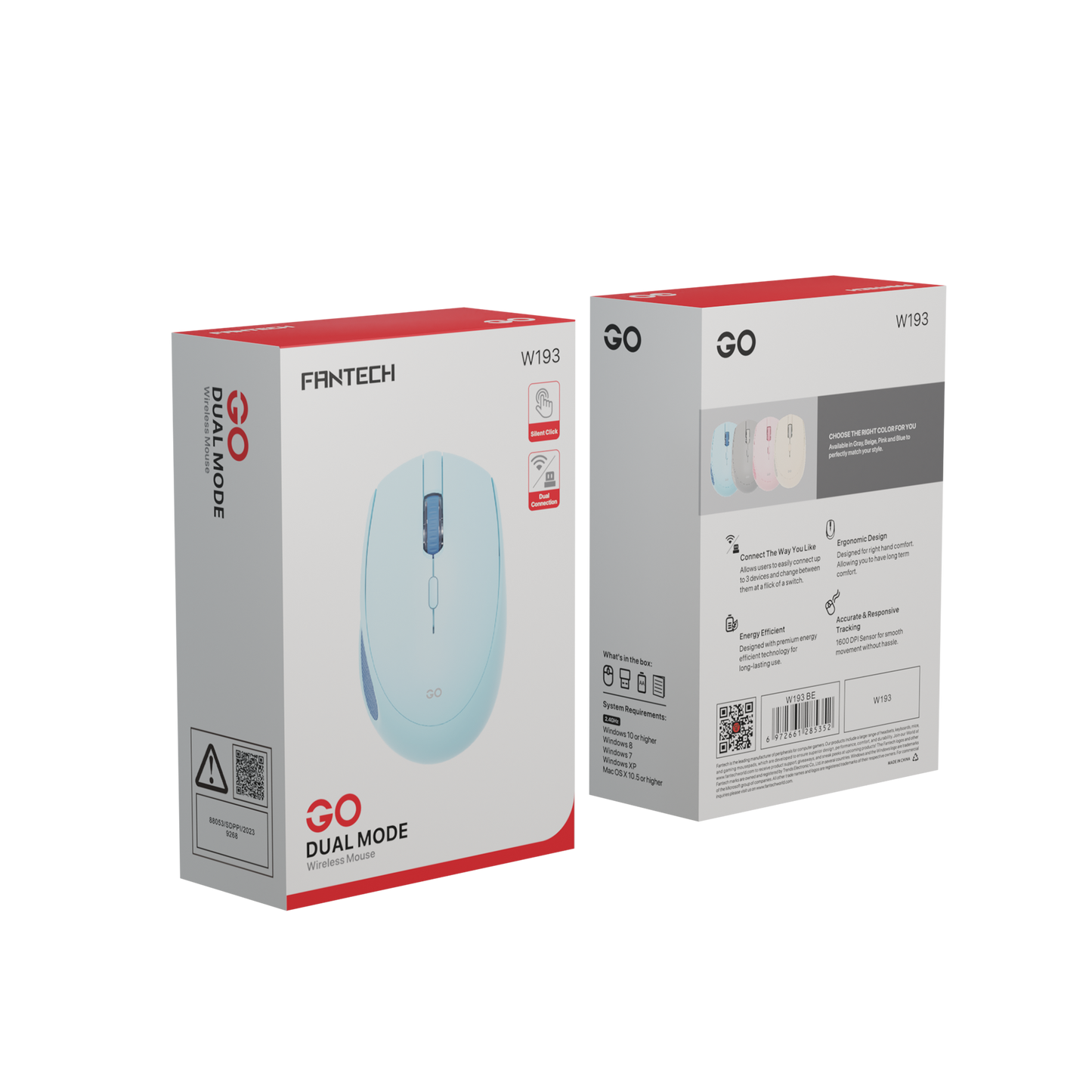 Mouse Wireless Office FANTECH GO Silent Click 2.4Ghz 1600DPI - W193 - Fantech Indonesia