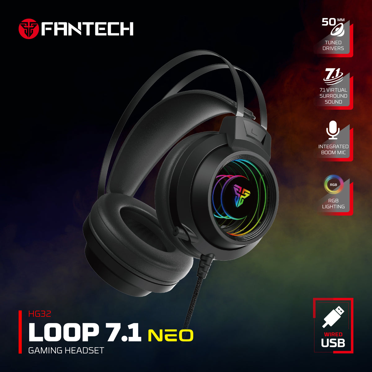 FANTECH LOOP 7.1 NEO HG32 GAMING HEADSET BLACK
