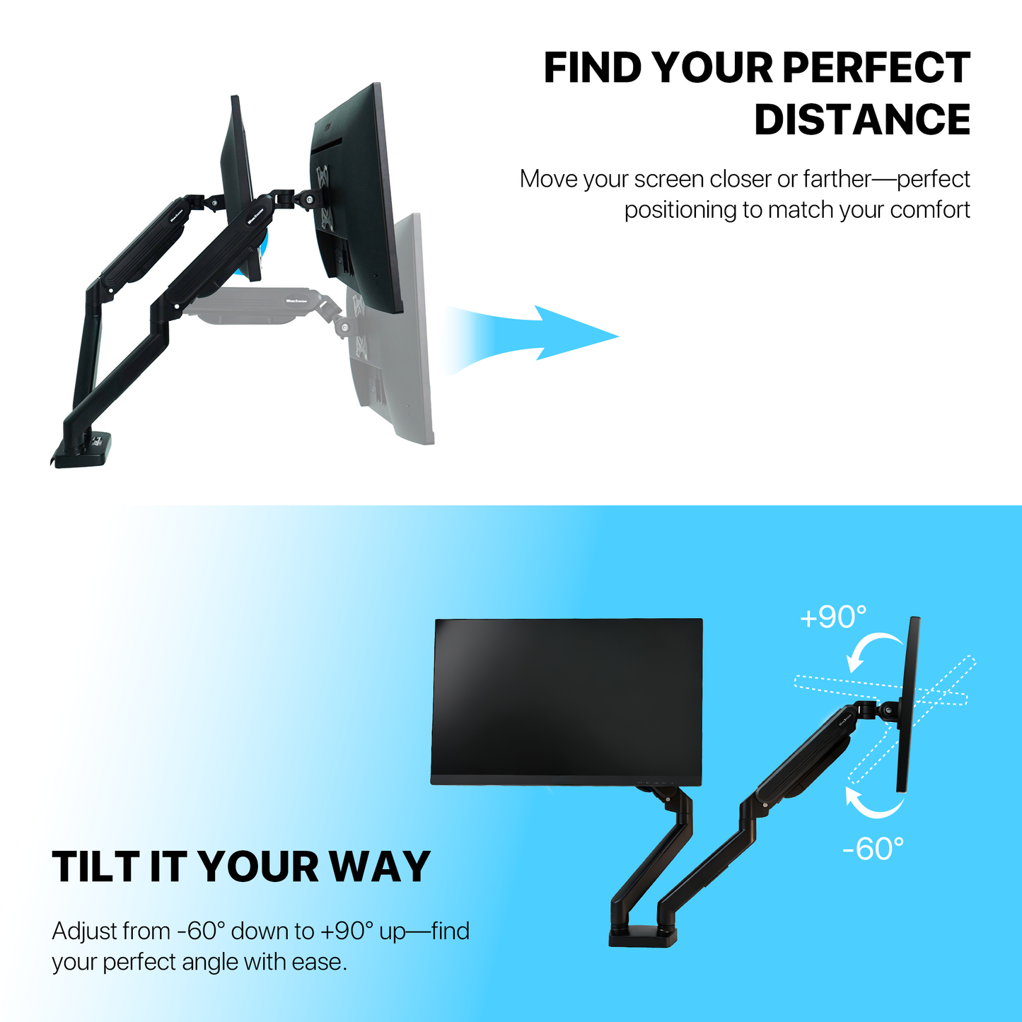 WORK STATION PRO MOUNT DUAL ARM MBD1 MONITOR BRACKET BLACK