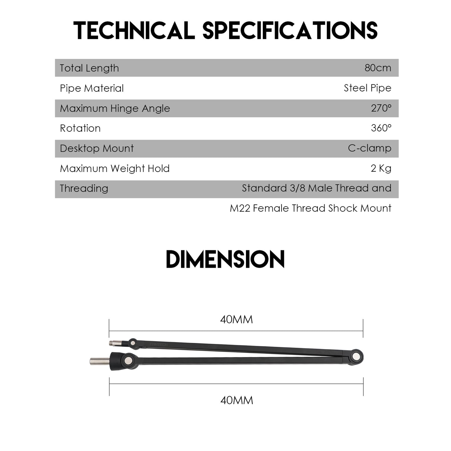Stand Mic Meja Boom Arm Adjustable AC902S for LEVIOSA MCX01 02