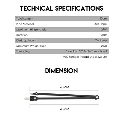 Stand Mic Meja Boom Arm Adjustable AC902S for LEVIOSA MCX01 02