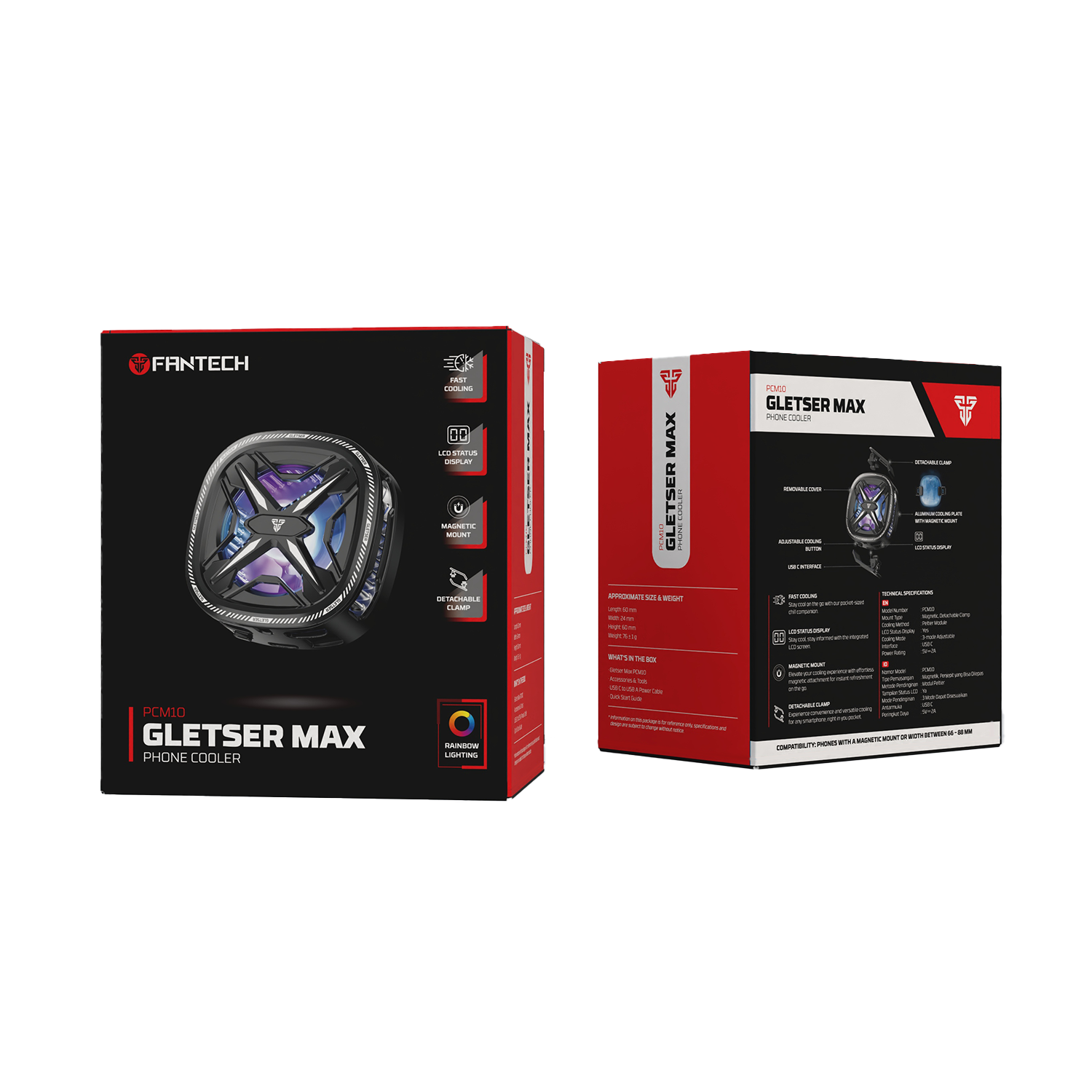 Fantech Phone Fan Cooler HP Gaming Magnetic GLETSER MAX PC10 PCM10 for Smartphone Iphone Android Kipas pendingin - Fantech Indonesia