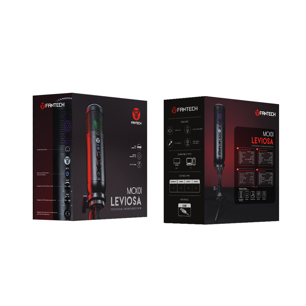 Fantech LEVIOSA MCX01 Condenser Microphone USB for PC Laptop Streaming - Fantech Indonesia