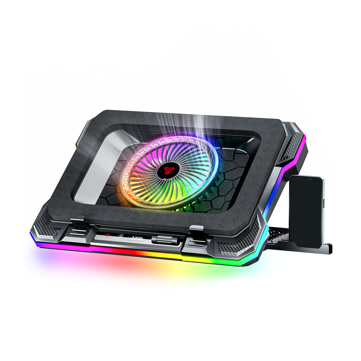 Fantech Cooling Pad RGB NC22 Notebook Cooler with Phone Holder Adjustable Fan Speed up to 14kg 19 inch laptop gaming - Fantech Indonesia