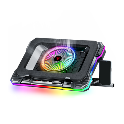 Fantech Cooling Pad RGB NC22 Notebook Cooler with Phone Holder Adjustable Fan Speed up to 14kg 19 inch laptop gaming - Fantech Indonesia