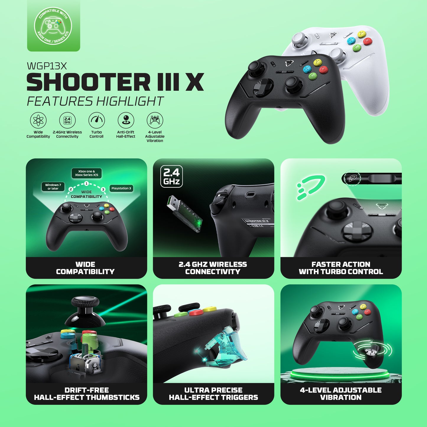 Fantech Shooter III X WGP13X Wireless Gamepad Hall Effect PC Xbox PS3