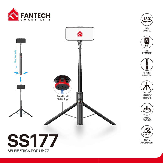 Fantech SS177 Selfie Stick Live Tripod Bluetooth Selfie 1.77m Aluminum Alloy Fill Light Rotatable 180° For Phones