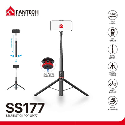 Fantech SS177 Selfie Stick Live Tripod Bluetooth Selfie 1.77m Aluminum Alloy Fill Light Rotatable 180° For Phones