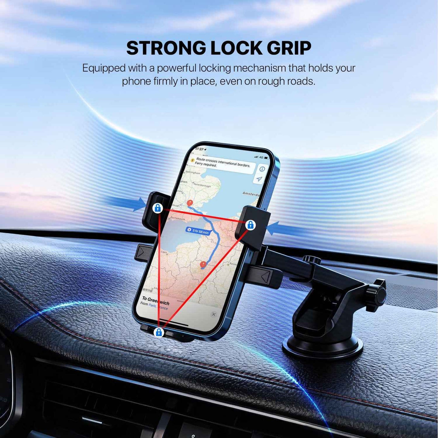 Fantech Car Phone Holder FCH01 Dudukan Hp Di Dashboard dan Kaca Mobil dengan Rotasi 360° Compatibility for All Smartphones Compatibility 60-88mm Smartphone