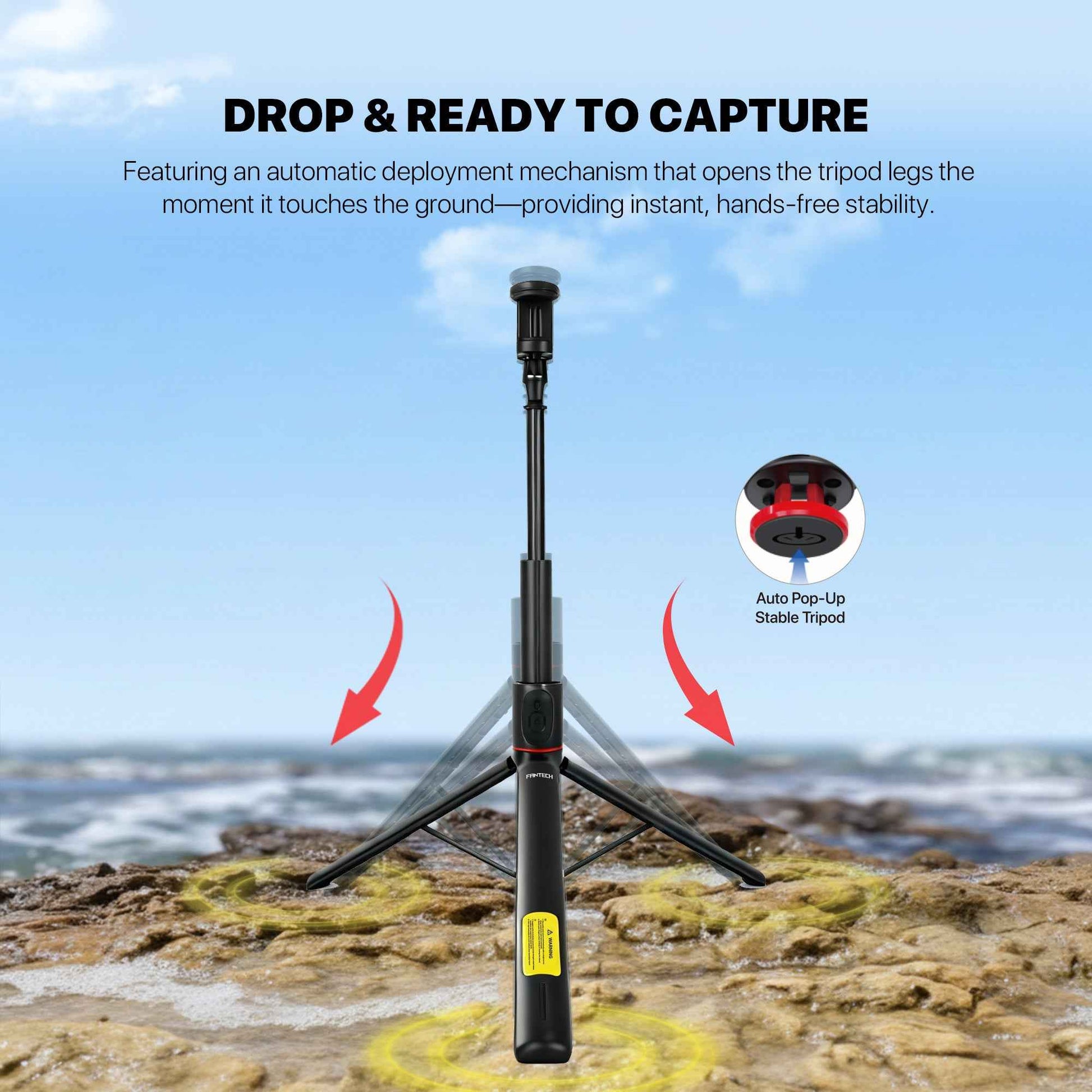 Fantech SS177 Selfie Stick Live Tripod Bluetooth Selfie 1.77m Aluminum Alloy Fill Light Rotatable 180° For Phones