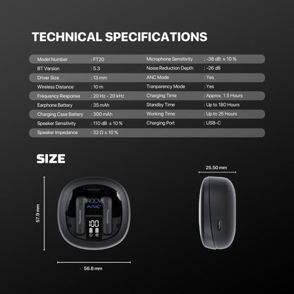 FINECOUSTIC GROOVE FT20 TRUE WIRELESS BLACK