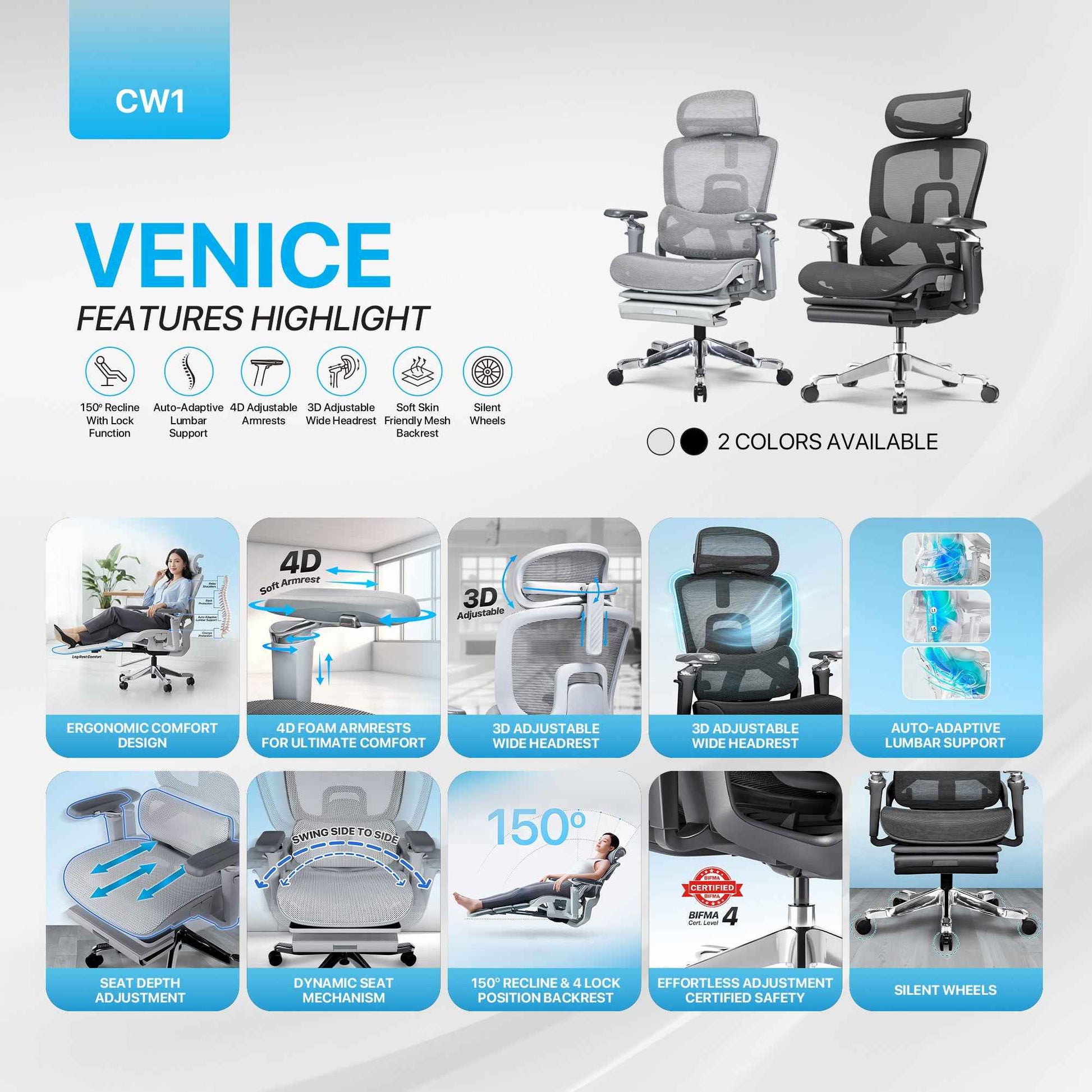 FANTECH OFFICE CHAIR CW1 KURSI KANTOR ERGONOMIS KURSI KERJA DENGAN LUMBAR SUPPORT