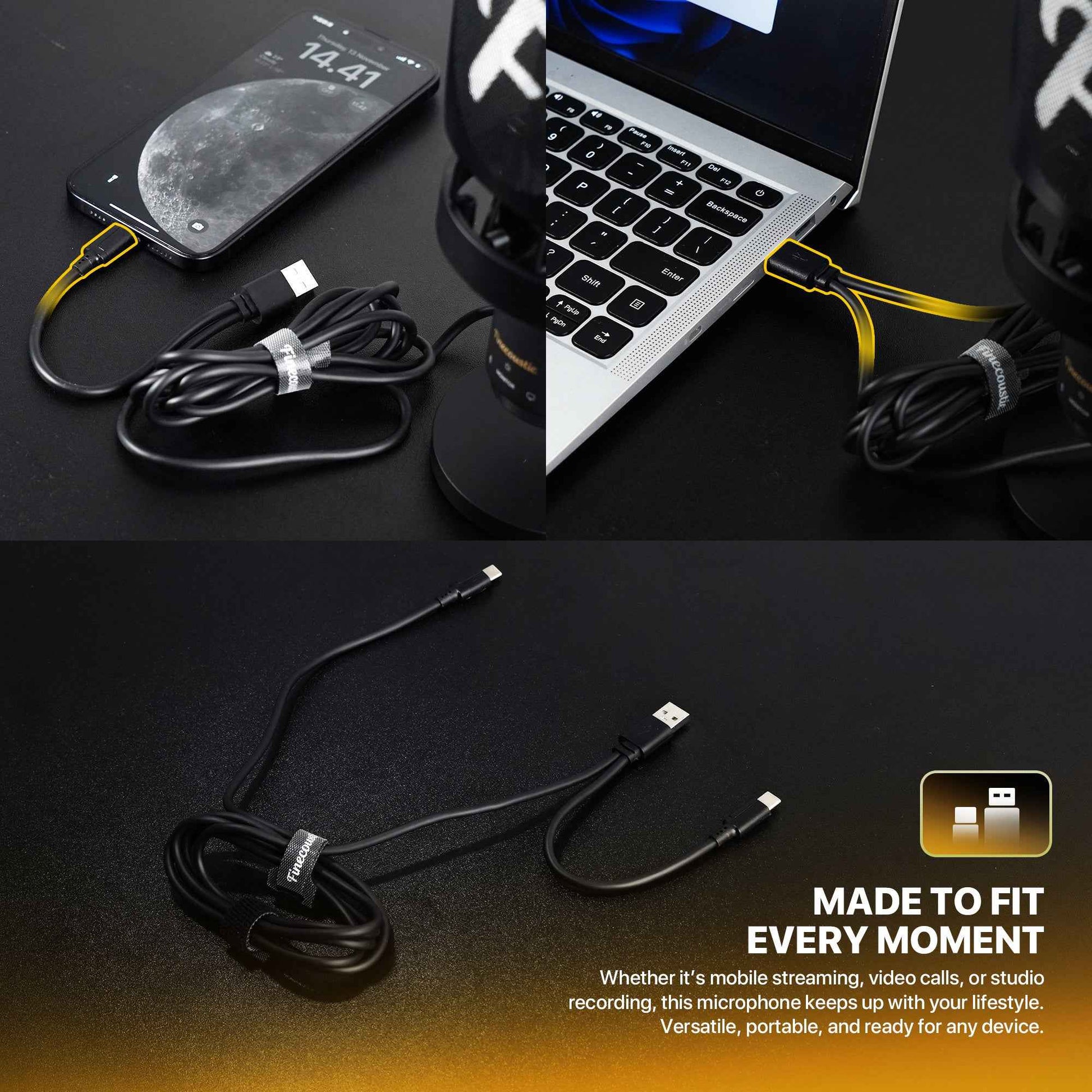 Fantech UFM1 USB Condenser Microphone Stand Cardioid, Bidirectional dan Omnidirectional dengan Inovasi Peredam Kebisingan