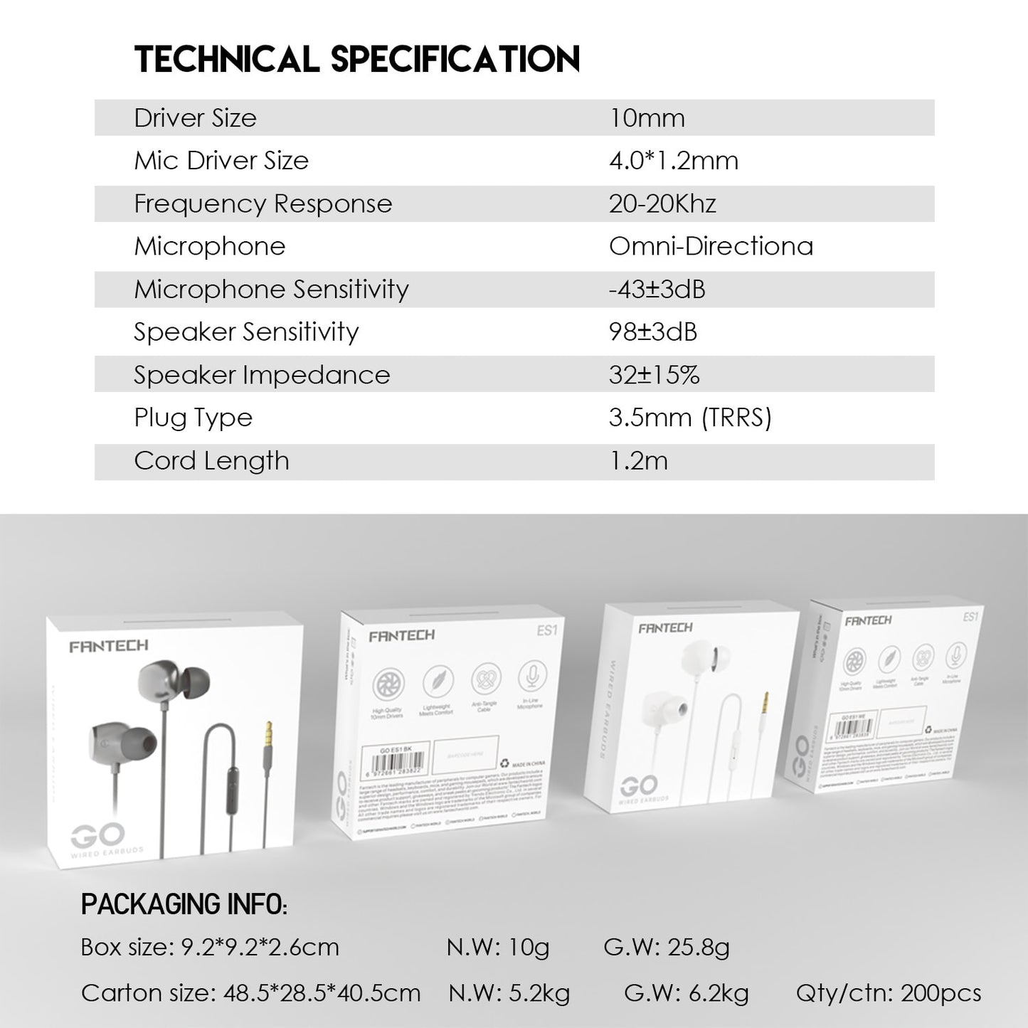 Fantech Earphone Go Wired Earbuds ES1 - Fantech Indonesia
