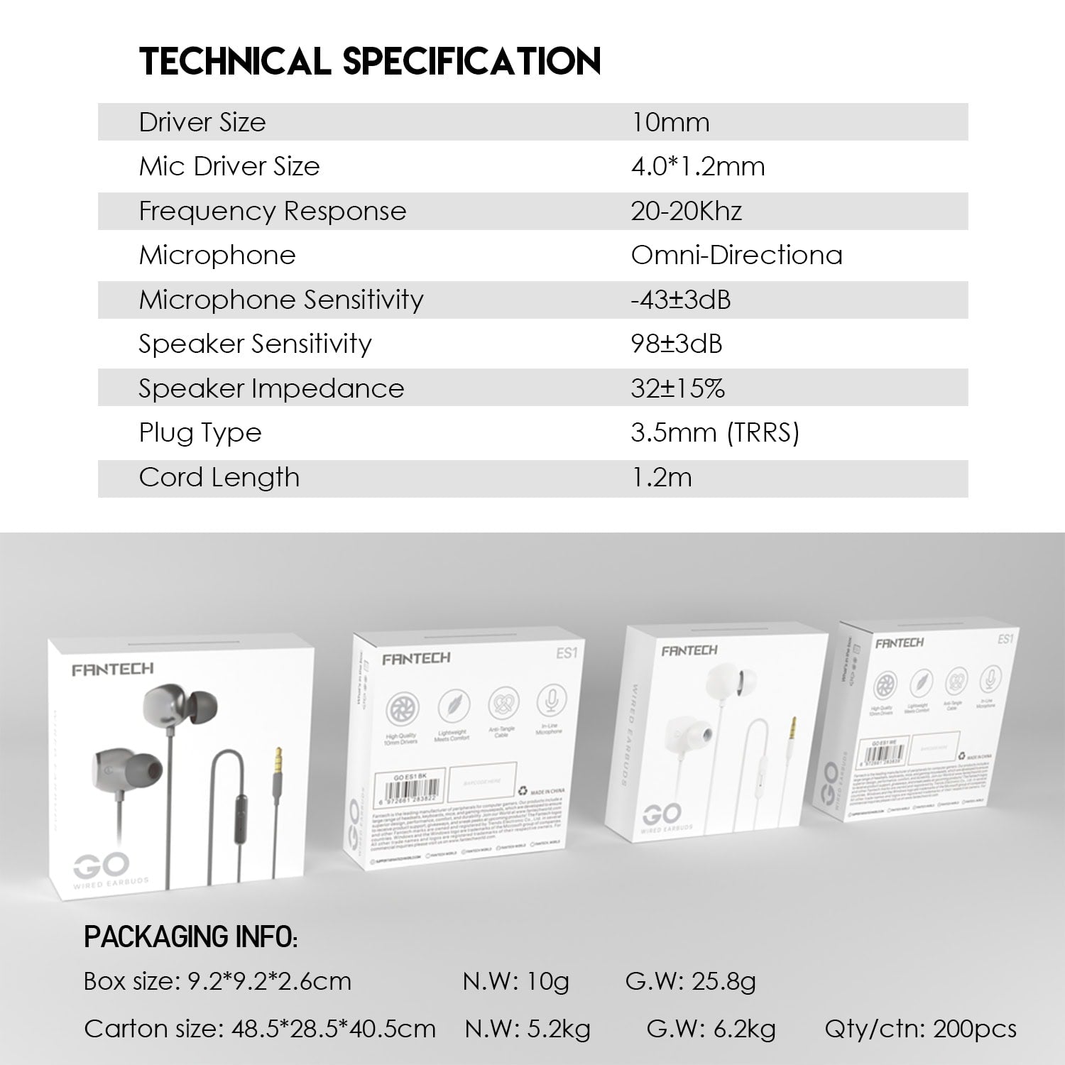 Fantech Earphone Go Wired Earbuds ES1 - Fantech Indonesia